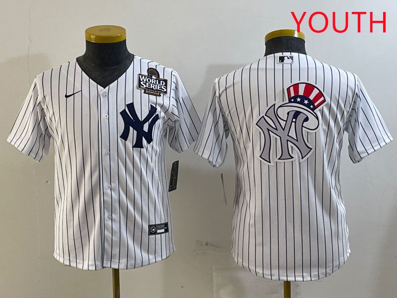 Youth New York Yankees Blank White Stripe Game 2025 Nike MLB Jersey style 5